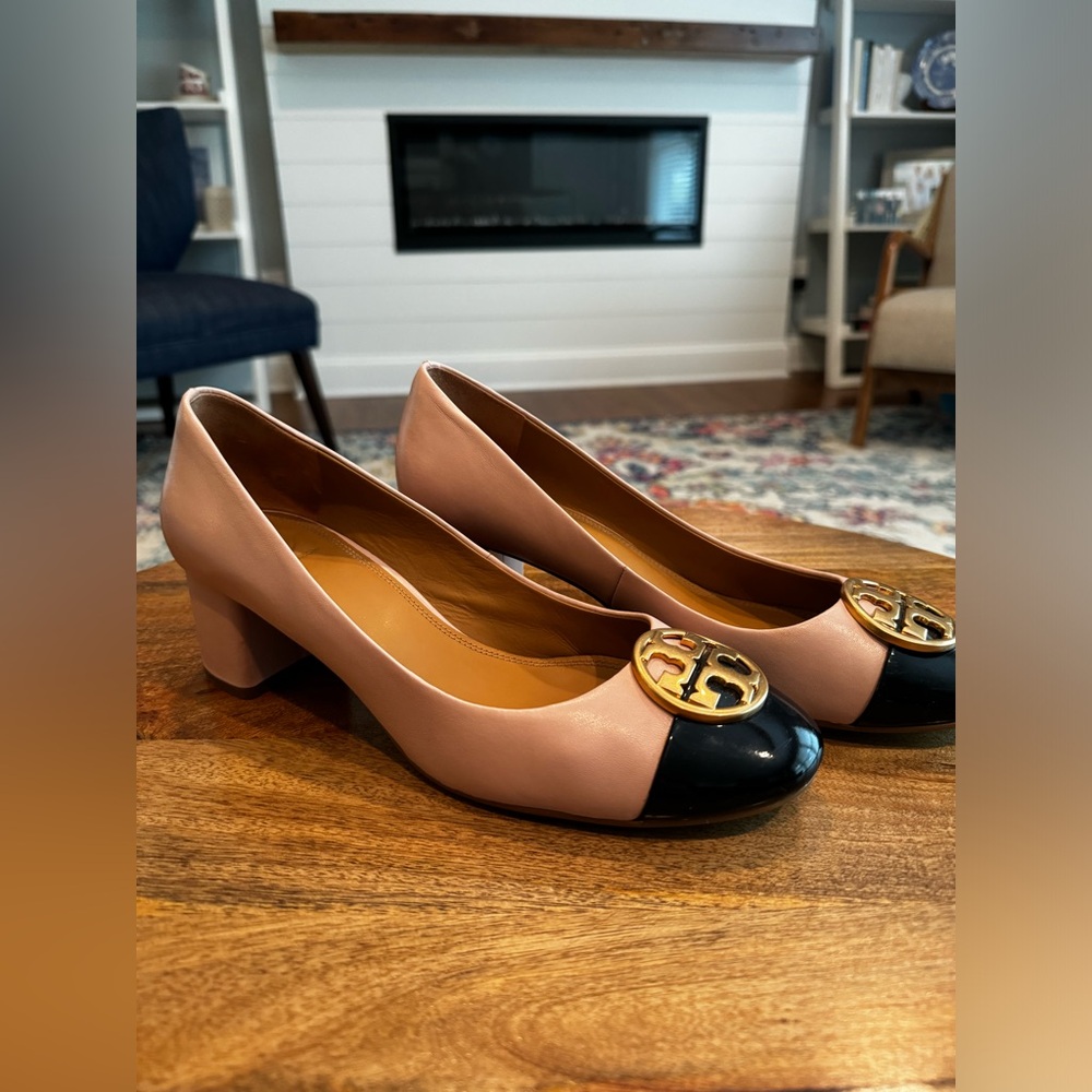 Tory Burch Chelsea 50mm Soft Nappa Leather Pump Shoes in pale pink in size 10.